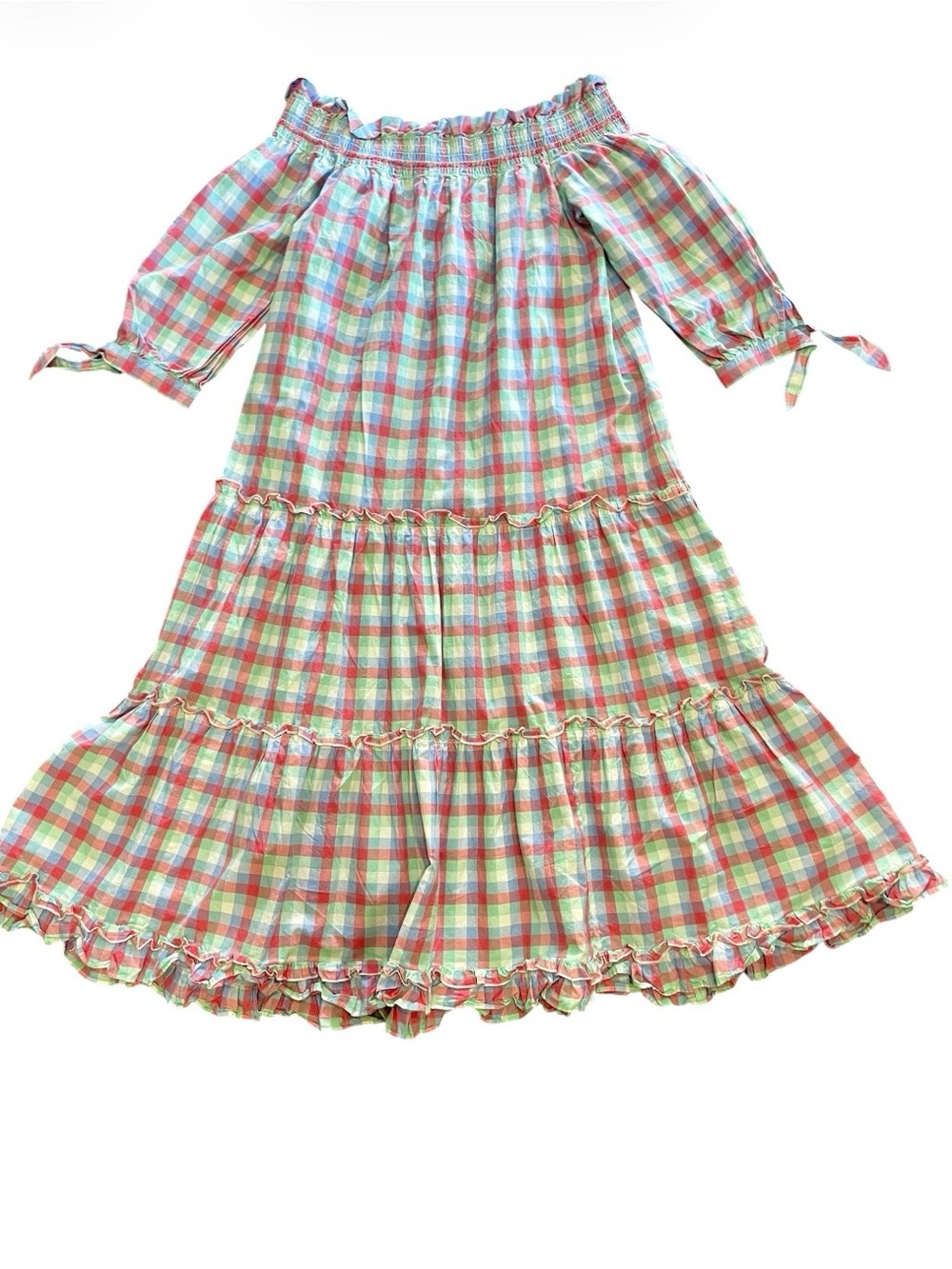 kate spade Pastel Plaid Off-Shoulder Dress Excellent Condition - Picture 5 of 10